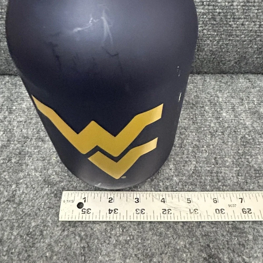 West Virginia Mountaineers WVU Matte Navy Blue Glass Growler Jug 64oz 11in